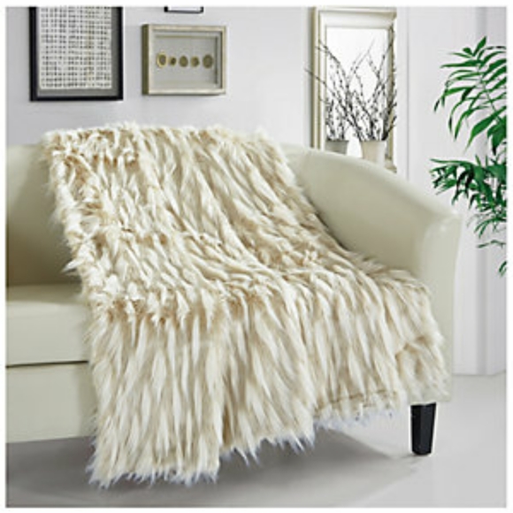 Other - NWT FAUX FUR Throw Blanket 50x60", Beige